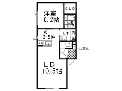 ハイチョ(1LDK/1階)の間取り写真
