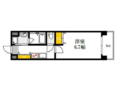 ISI BLDG FUNAIRI(1K/9階)の間取り写真