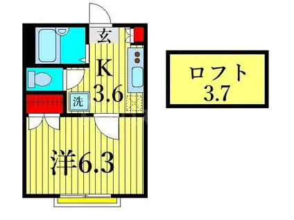 ロク・ハウスI(1K/1階)の間取り写真
