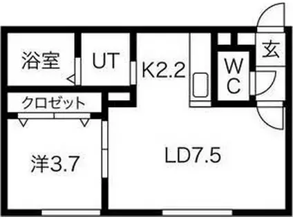 PERLE(1LDK/1階)の間取り写真