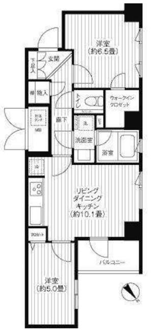 コスモリード新宿余丁町(2LDK/2階)の間取り写真