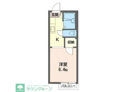 クレストハウス(1K/2階)の間取り写真