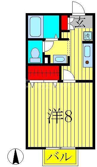 セジュールSA(1K/1階)の間取り写真