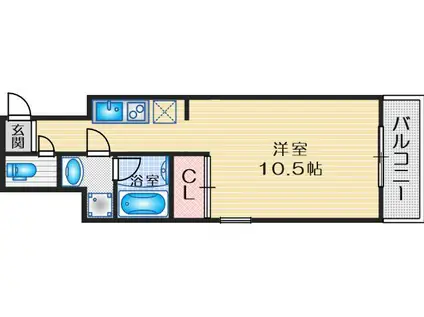 アスール江坂3RD(ワンルーム/3階)の間取り写真