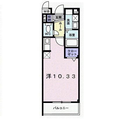 レジデンスブライト(ワンルーム/1階)の間取り写真