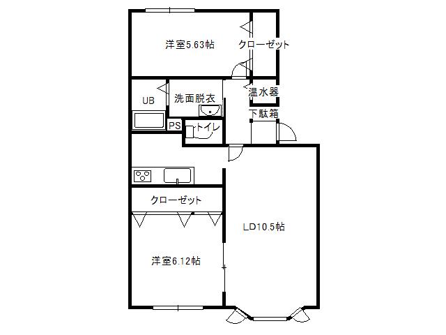 ヴィラ円山(2LDK/1階)の間取り写真