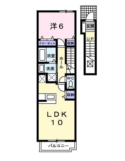 フローラ北館 A(1LDK/2階)の間取り写真