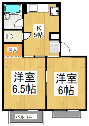 グランドール大和(2K/2階)の間取り写真