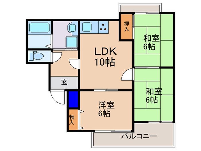 エクセル渋川(3LDK/3階)の間取り写真