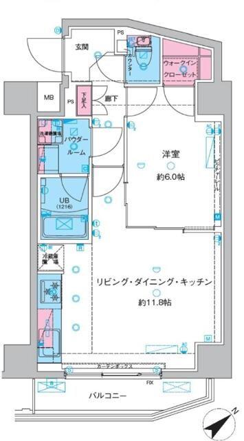 ジェノヴィア三ノ輪IIIスカイガーデン(1LDK/9階)の間取り写真