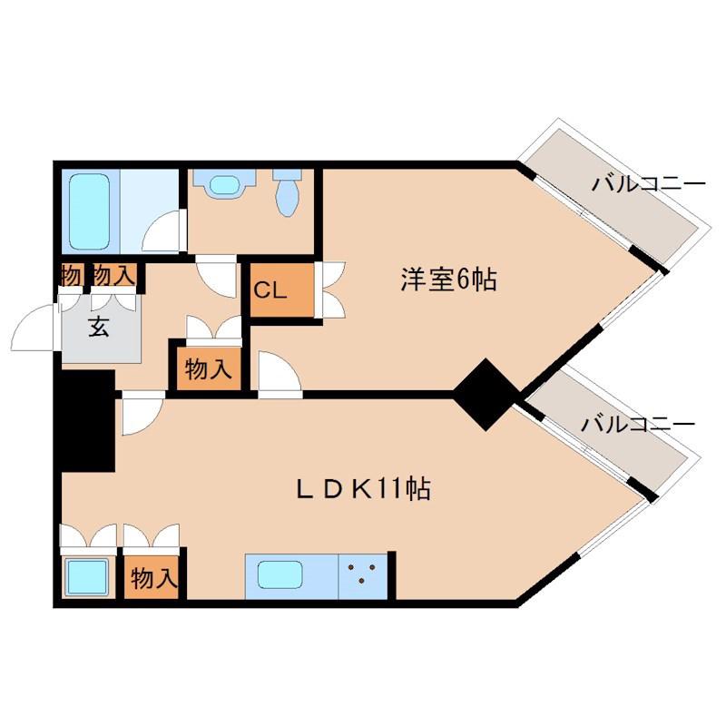 キューブ武庫川7(1LDK/3階)の間取り写真