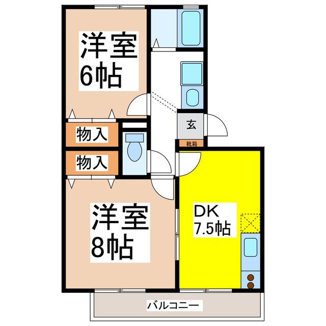 シャンボール新井A棟(2DK/1階)の間取り写真