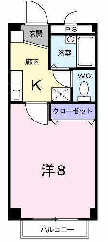 フリージア(1K/1階)の間取り写真