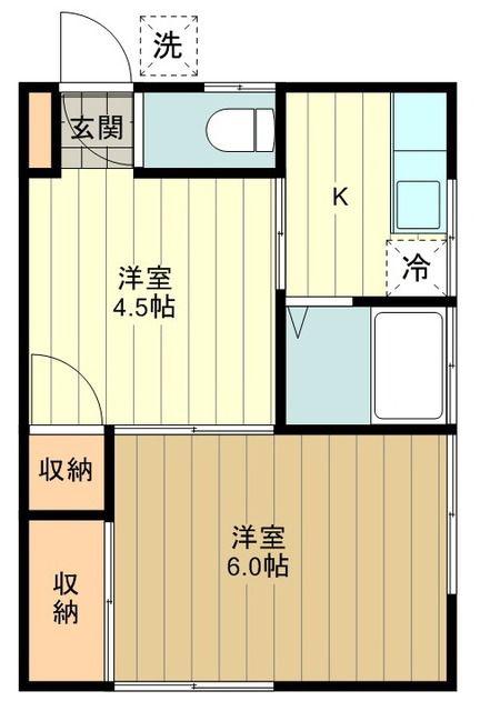 タカラハウス(2K/2階)の間取り写真