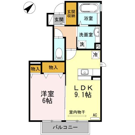 アヴァンティB101(1LDK/1階)の間取り写真