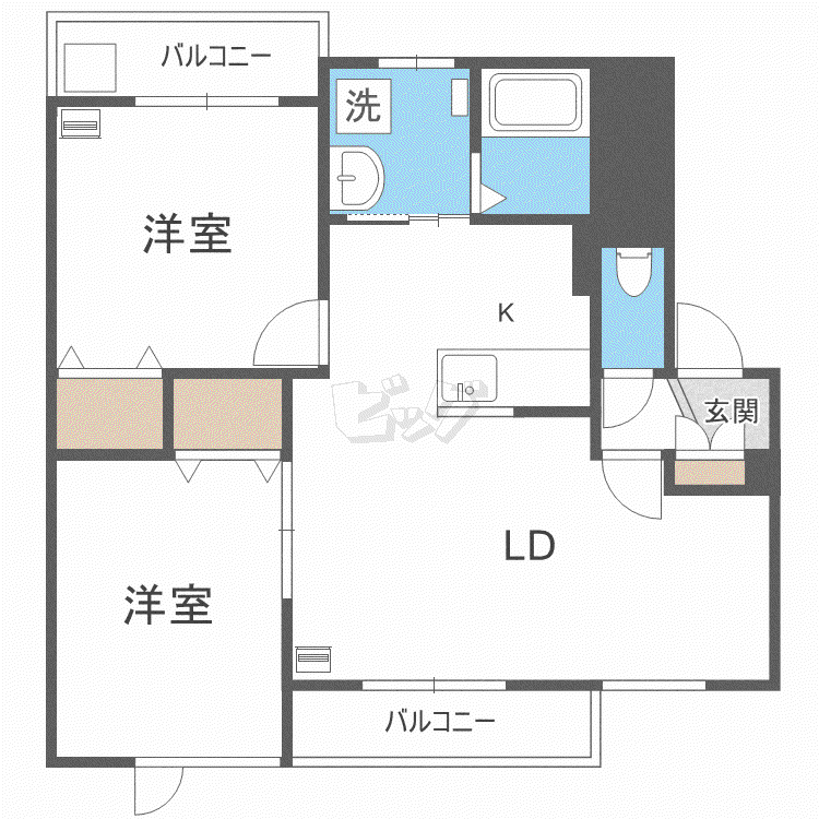 ラヴィータ・マドカN(2LDK/3階)の間取り写真