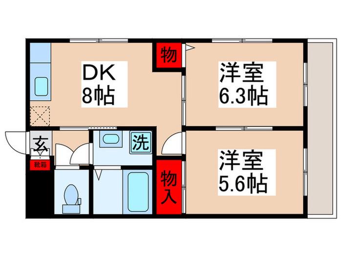 メゾンドール(2DK/1階)の間取り写真
