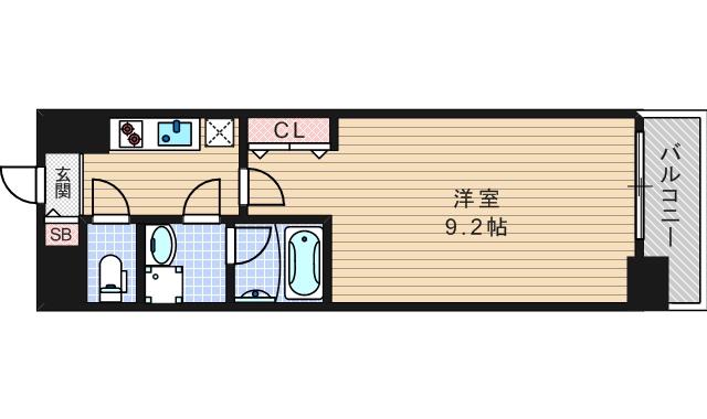 コンフォリア京町堀(1K/15階)の間取り写真