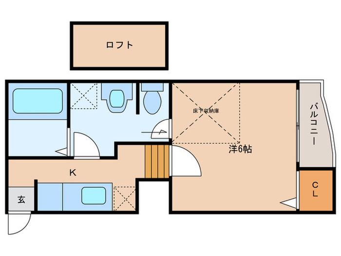 ロザリオカーサ5(1K/1階)の間取り写真