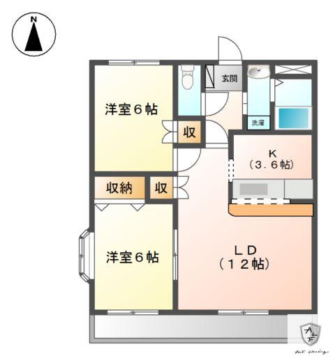 サンタプレイス(2LDK/1階)の間取り写真