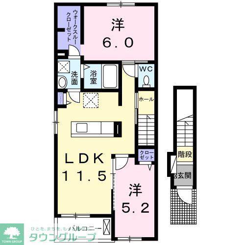 ロワゾーブルーI(2LDK/2階)の間取り写真