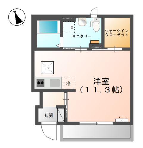 エルシオン(ワンルーム/1階)の間取り写真