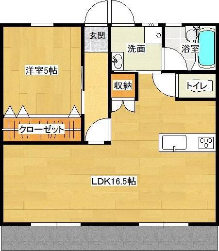 メゾン上岡田B(1LDK/2階)の間取り写真