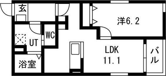 リヴェール元中野II(1LDK/2階)の間取り写真