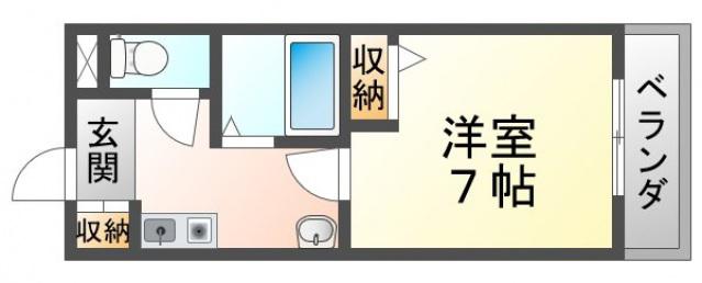 シャトレ豊津I(1K/3階)の間取り写真