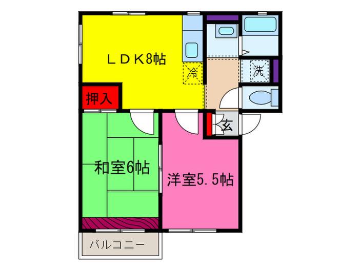 Kハイム(2LDK/2階)の間取り写真