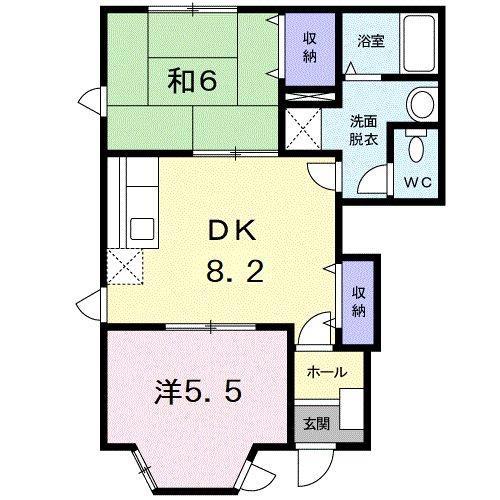 ポートハイツ2号館 B棟(2DK/1階)の間取り写真