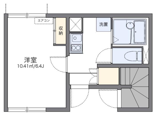 レオネクストアルカディアII(1K/1階)の間取り写真