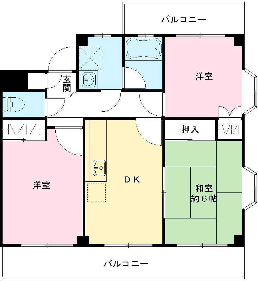 エステート小山第二(3DK/1階)の間取り写真
