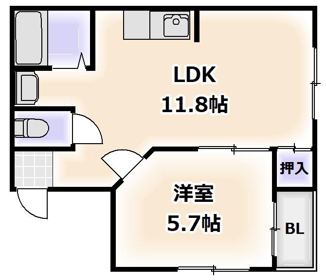 ハウス大幸(1LDK/1階)の間取り写真