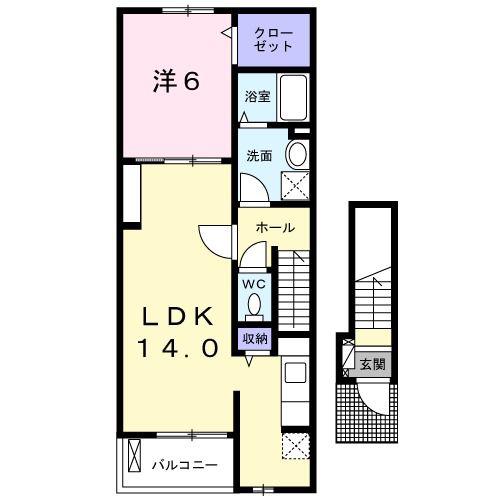 グロリア(1LDK/2階)の間取り写真