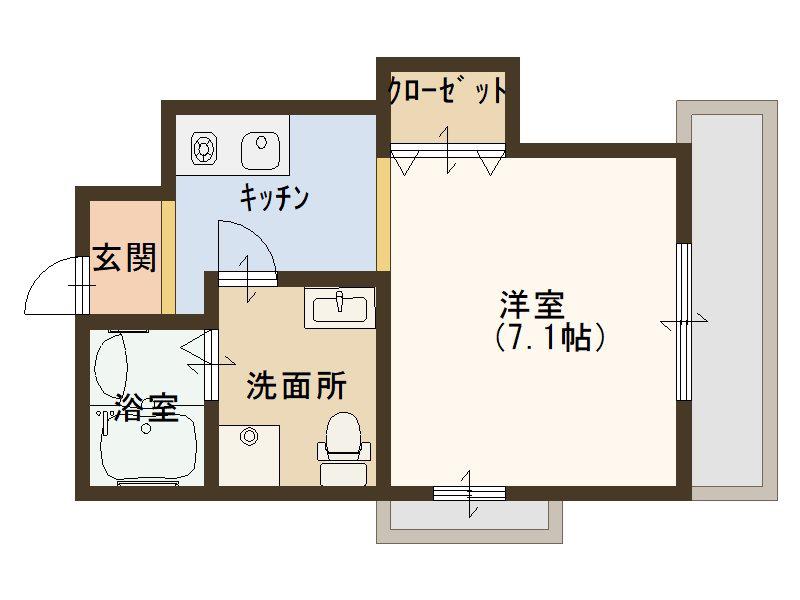 BLUE BEE玉造(1K/3階)の間取り写真