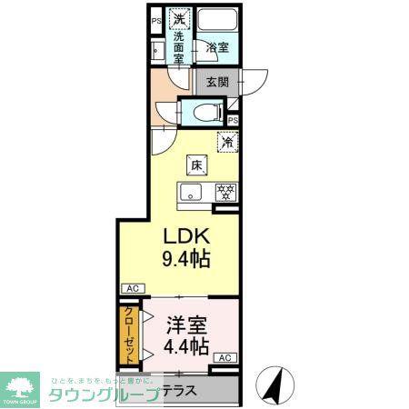 セレスティア中央 II(1LDK/1階)の間取り写真