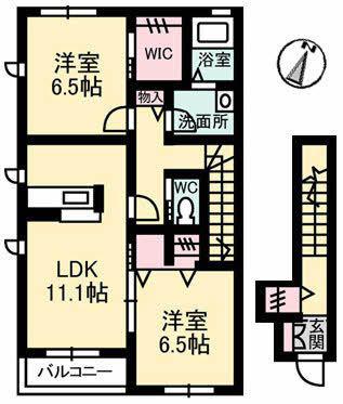 クオレール(2LDK/2階)の間取り写真