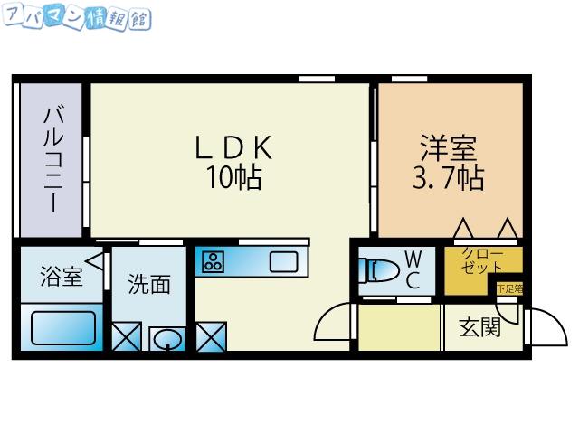 THE URBAN南万代町(1LDK/3階)の間取り写真