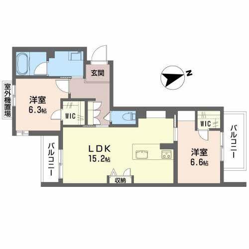 シャーメゾン プレミアスII(2LDK/2階)の間取り写真