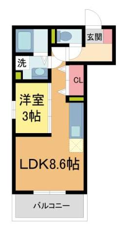 CLII(1LDK/1階)の間取り写真
