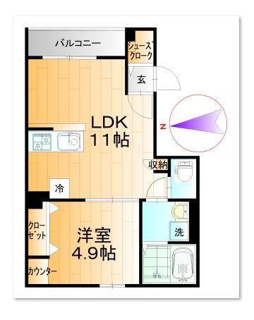 ルーナ ルークス(1LDK/2階)の間取り写真