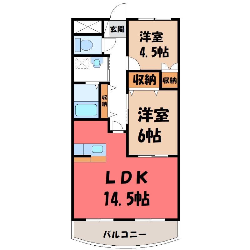ファミーユ(2LDK/2階)の間取り写真