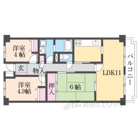 ルミエール・ド・鴨川(3LDK/4階)の間取り写真