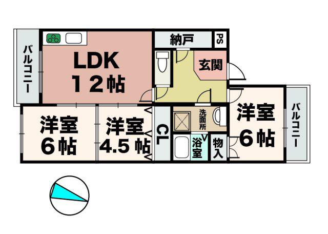 リバーグリーン藤村(3LDK/4階)の間取り写真