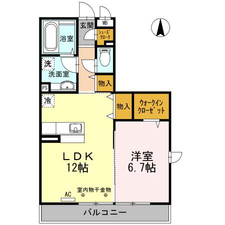ラルーチェⅠ(1LDK/3階)の間取り写真