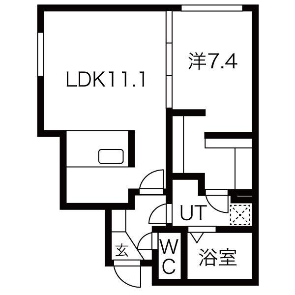 カーサフェリーチェ学園前(1LDK/4階)の間取り写真