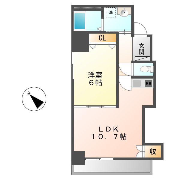 ヒルズ新栄(1LDK/9階)の間取り写真