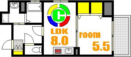 ISTYLE千田町(1LDK/13階)の間取り写真