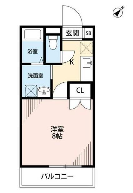 アンプルールフェールユウファーム(1K/1階)の間取り写真